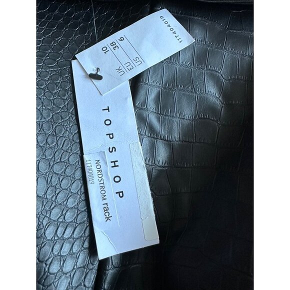Top Shop Faux Crocodile Embossed Black Straight Leather Leg Pants  - Size 2 READ - Picture 10 of 11